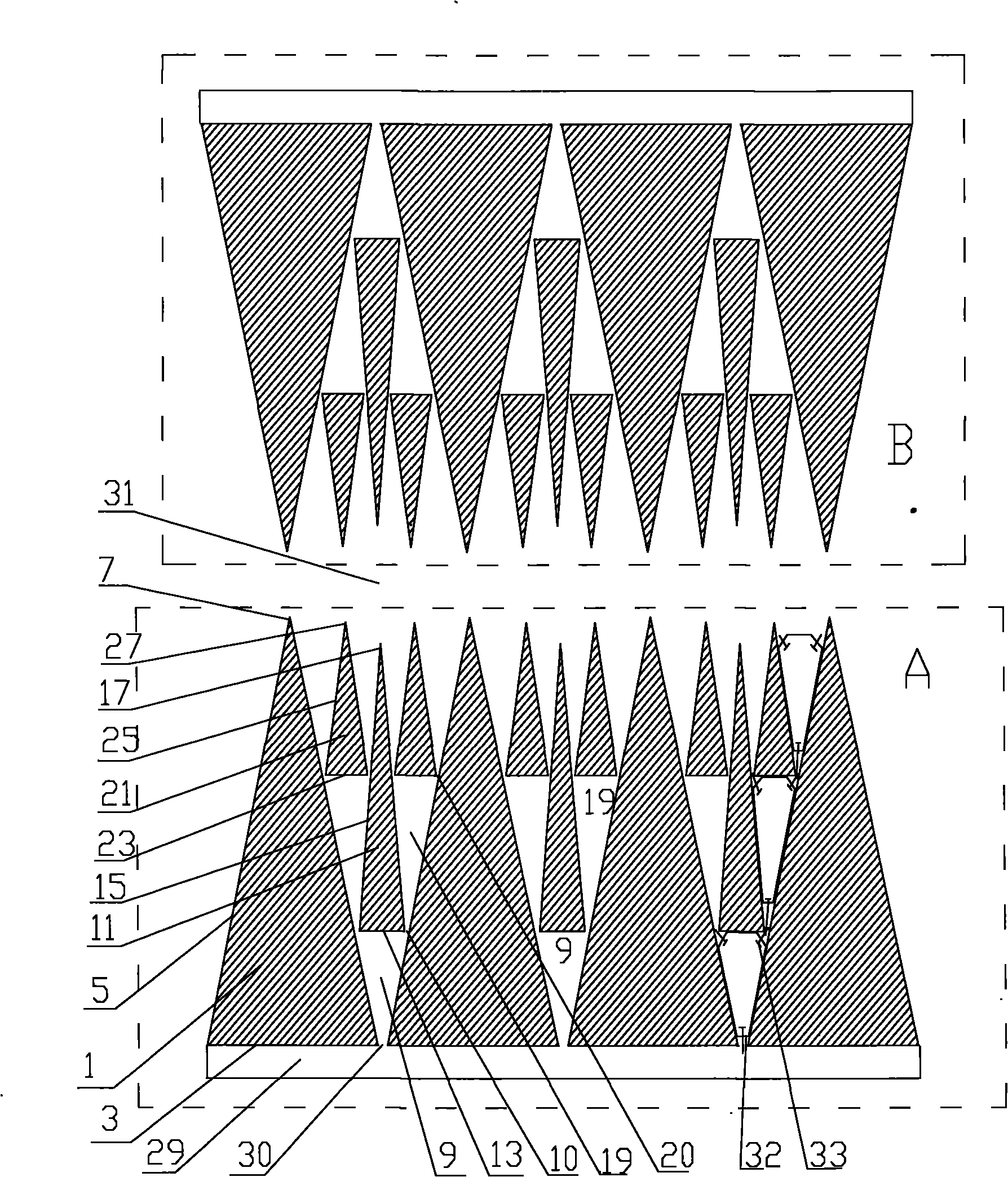 Multistage tunnel type strong-magnetism gradient gap separating oxygen enrichment system