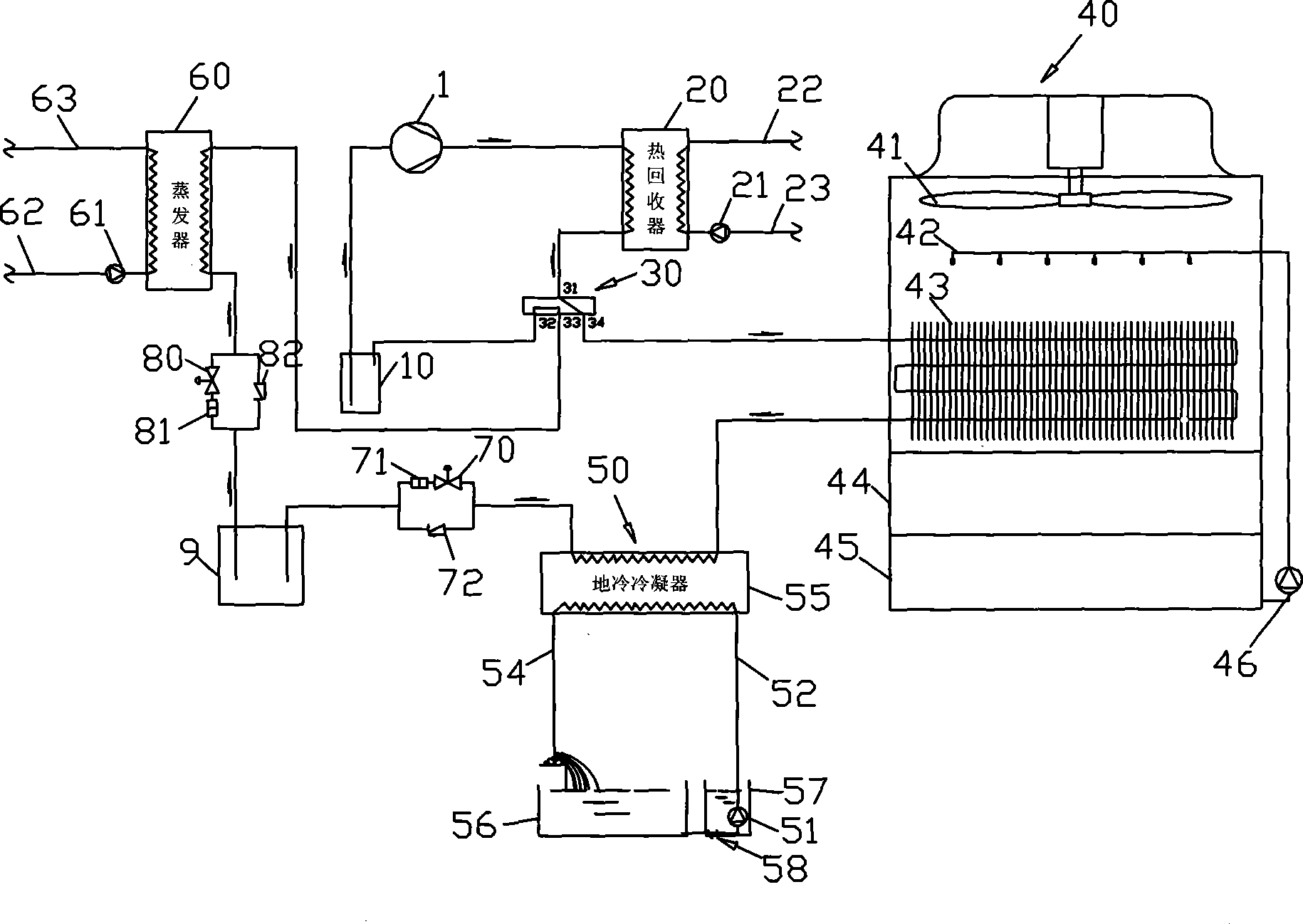 Composite multi-source central air-conditioning machine set using geothermal energy