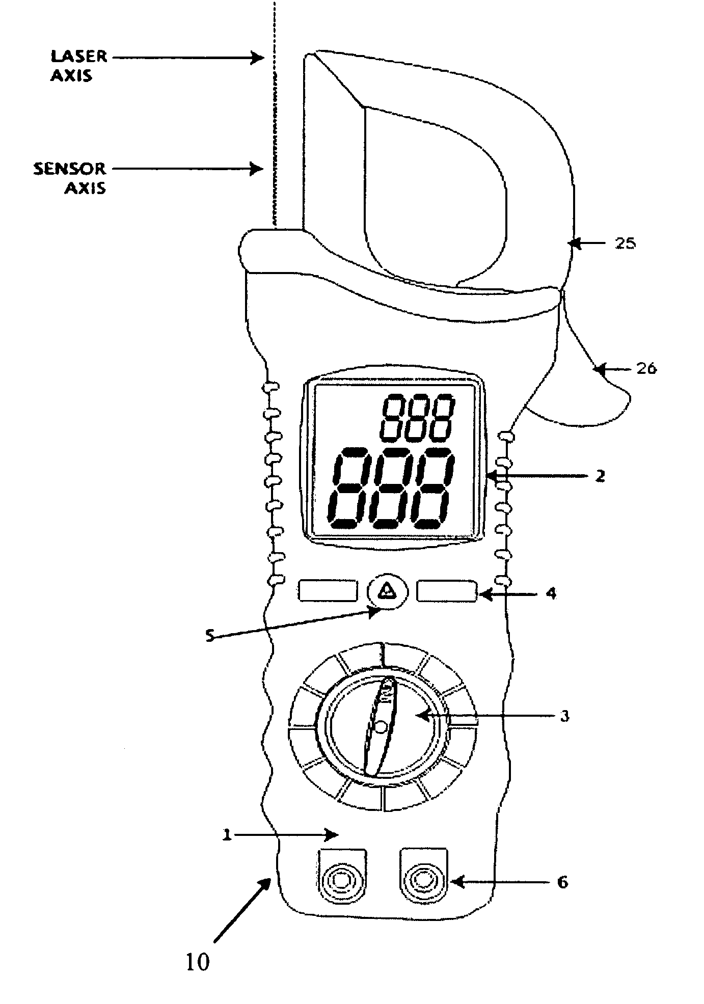 Instrument for non-contact infrared temperature measurement having current clamp meter functions