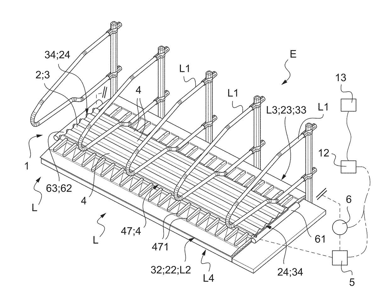 System for thermal comfort of animals in a livestock farming enclosure