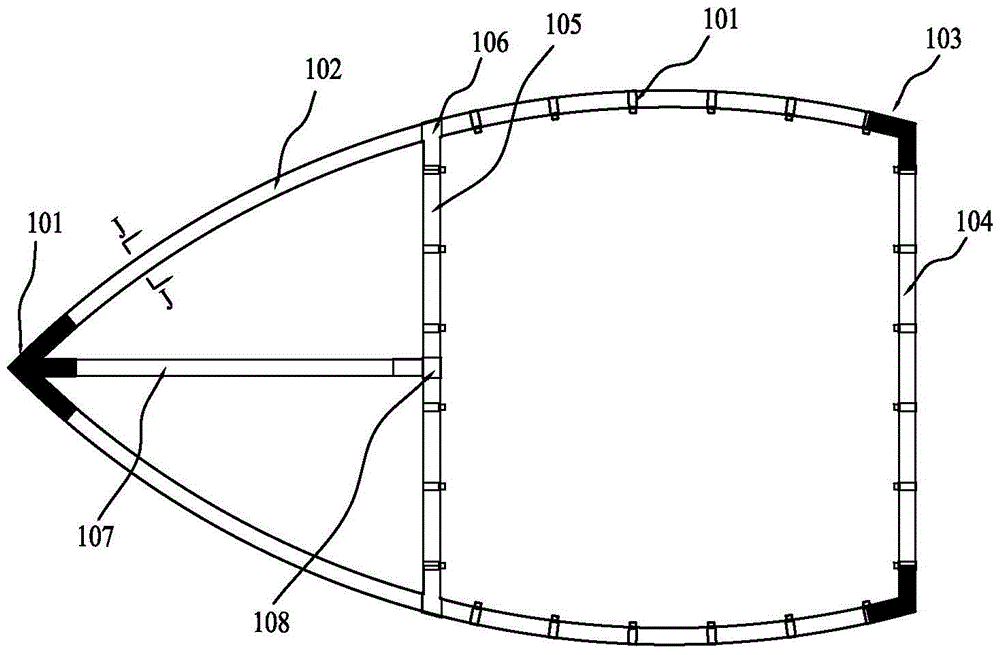 Deep water net cage with front streamlined floating tube frame