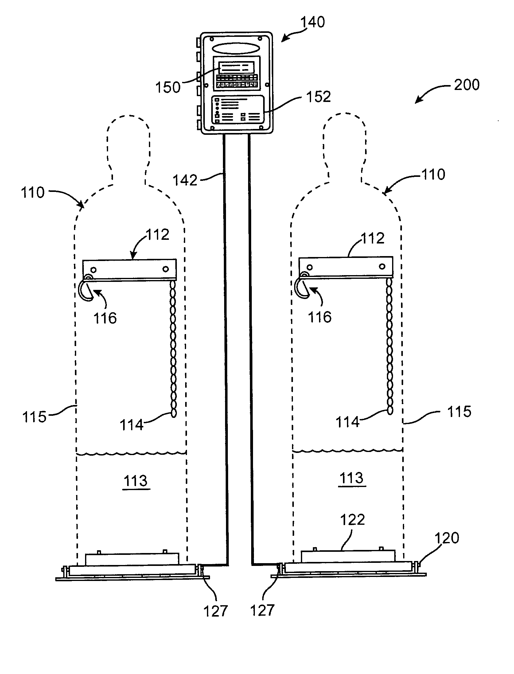 System and method for detecting and displaying an amount of chemical in a cylinder or vessel