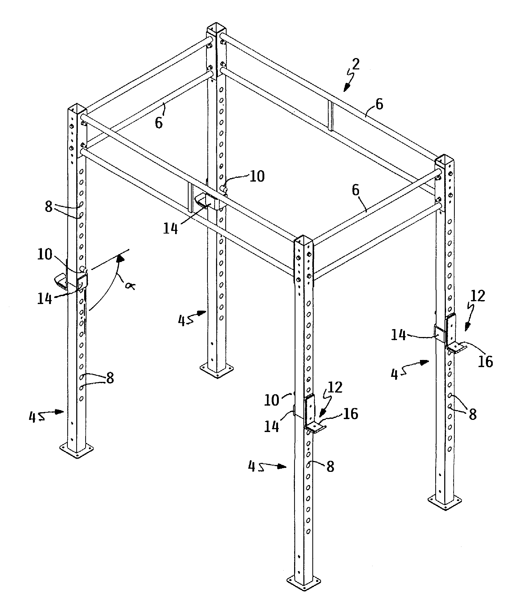 Exercise equipment frame having sectional structural members