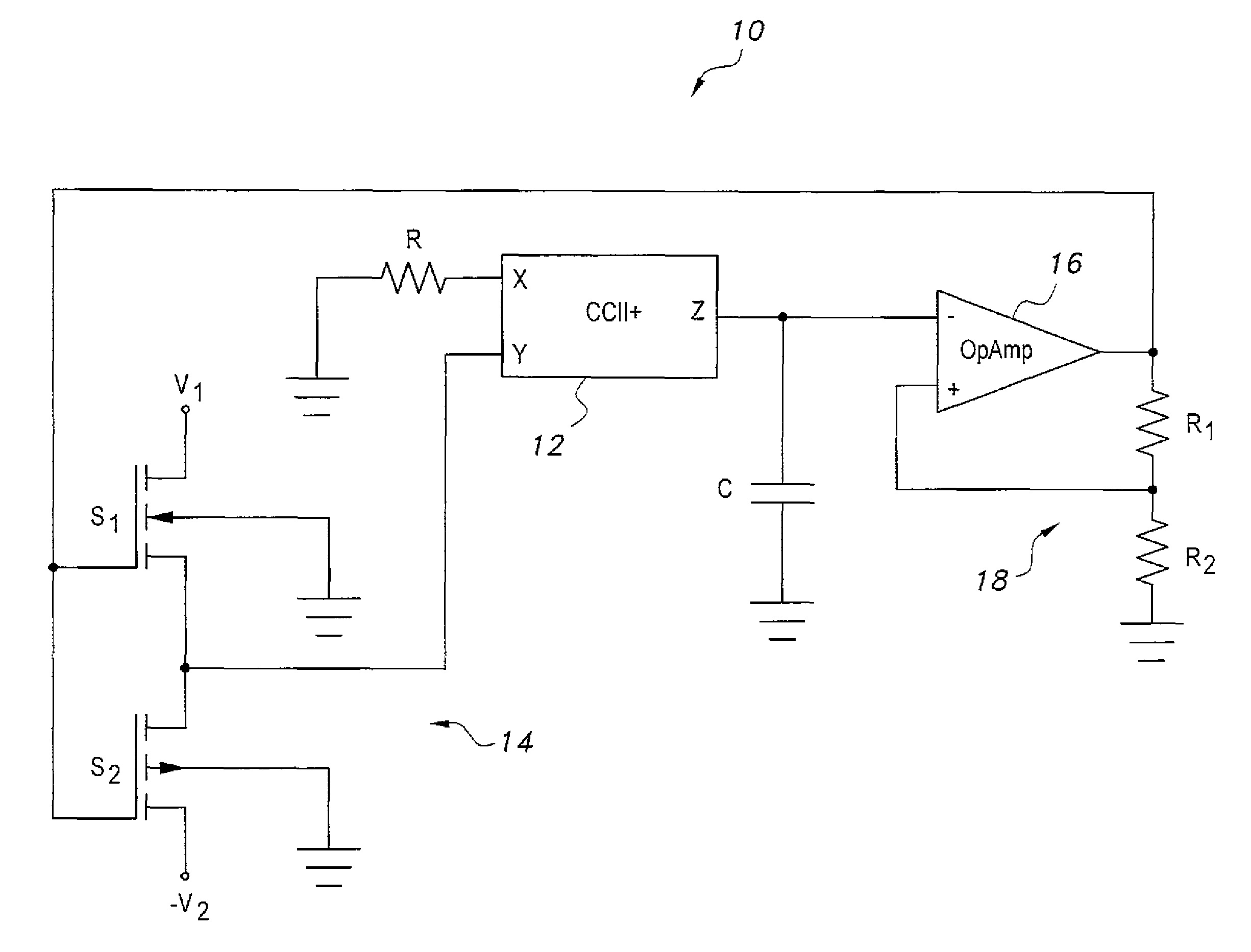 Voltage-controlled dual-slope square and triangular waveform generator