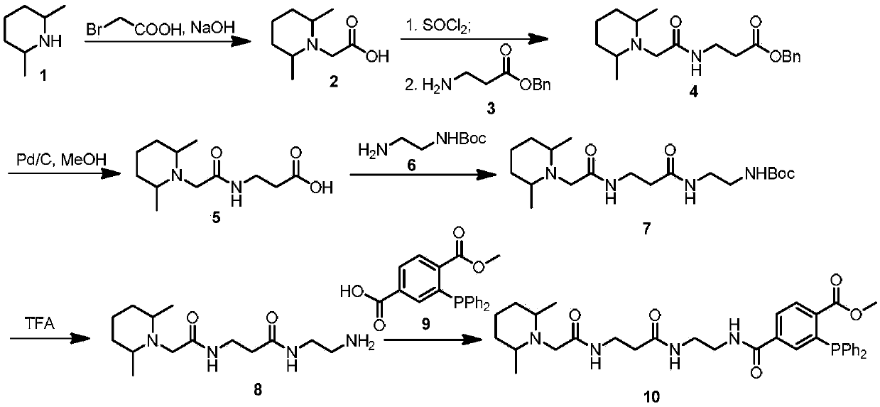 Functional reagent containing trimethylpiperidine group and triphenylphosphine group as well as preparation method and application of functional reagent