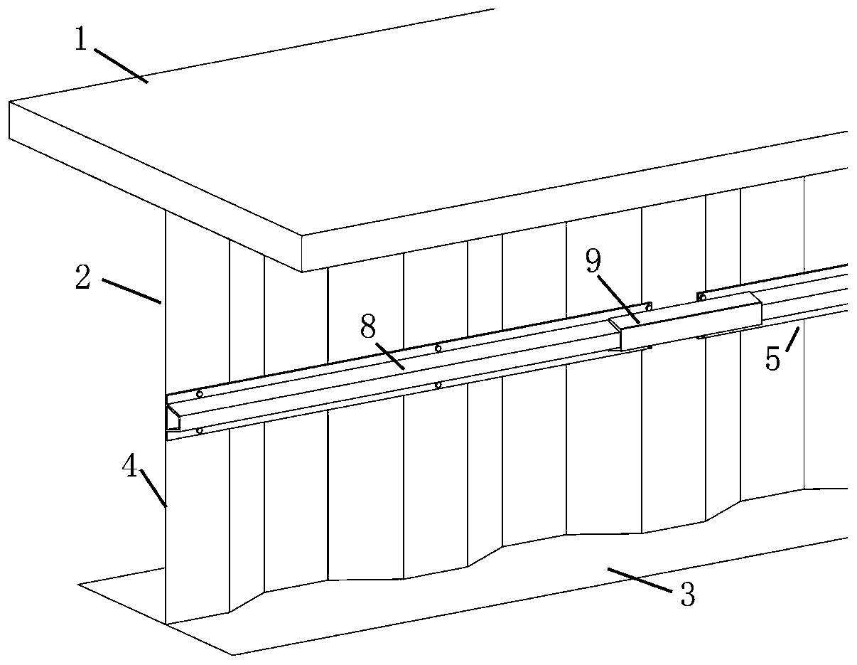 Waveform steel web composite beam structure with multi-section stiffening rib and construction method thereof