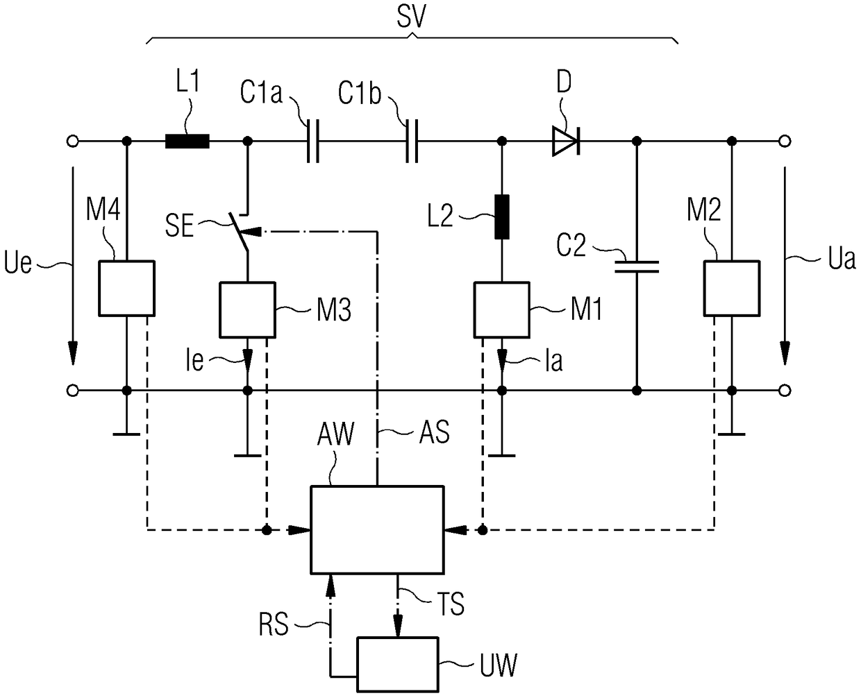 Method and circuit for adhering to maximum values for parameters of a power supply