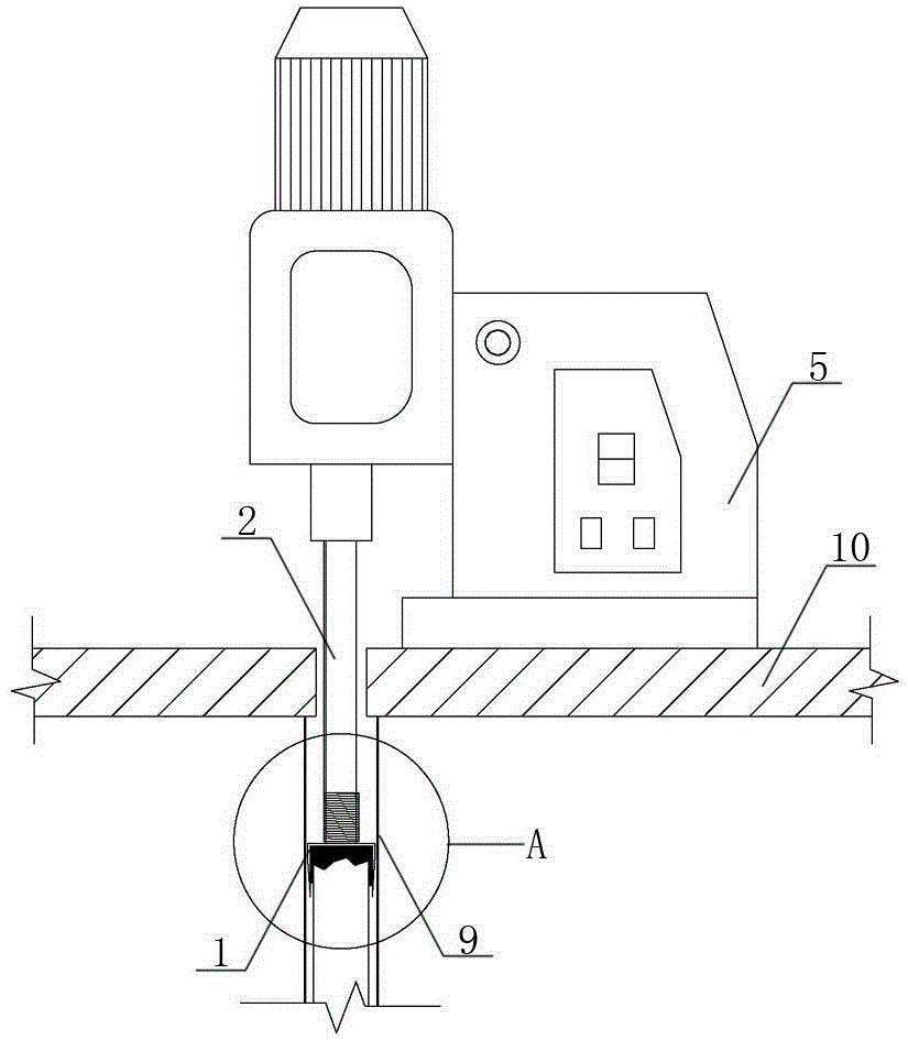 Rod taking device for broken rod of thread connecting rod piece and construction method thereof