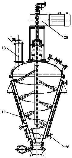 Filtering-type spiral-belt stirring and drying machine