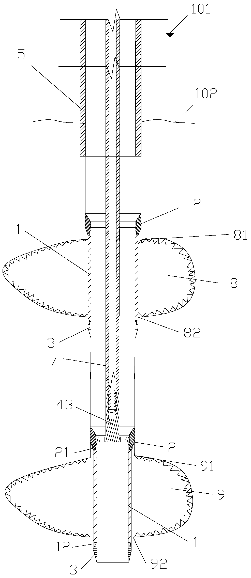 Protective device for karst cave and waterway drilling method using the protective device