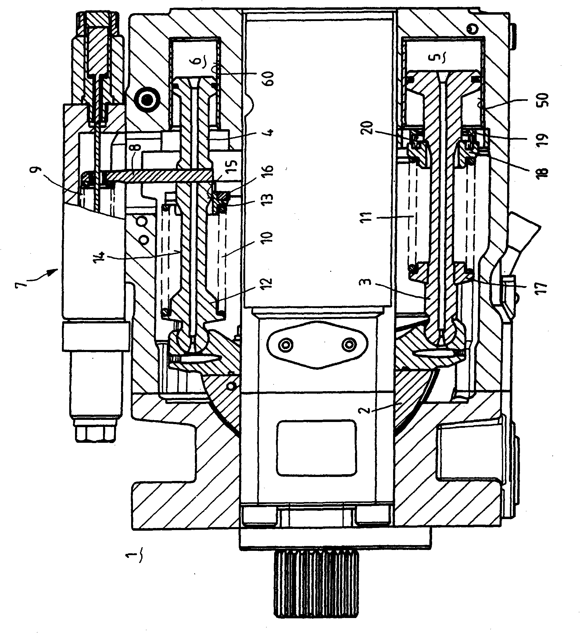 Axial piston machine in a swash-plate construction with an actuating device