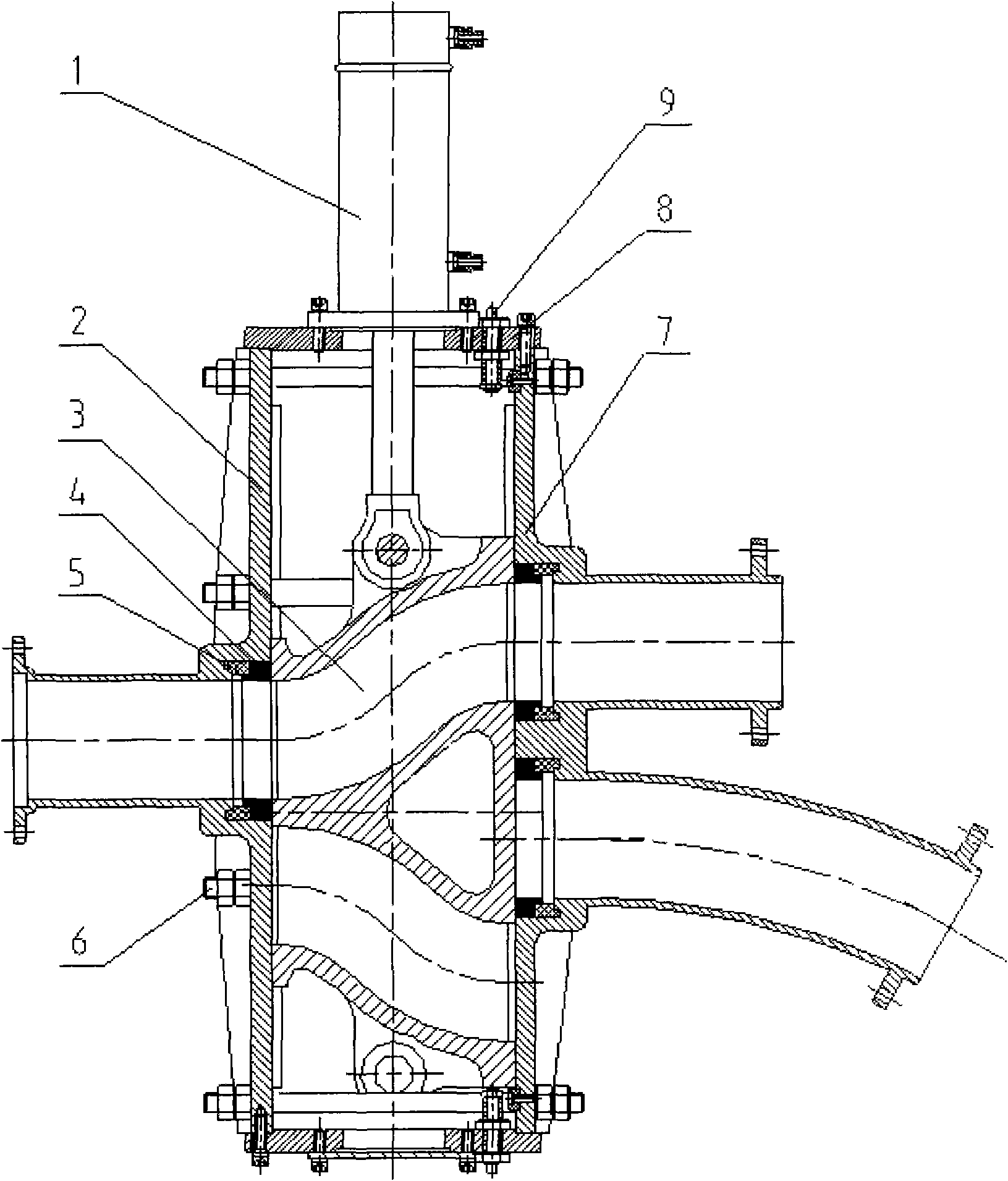 Plate-type concentrated material distributing valve device