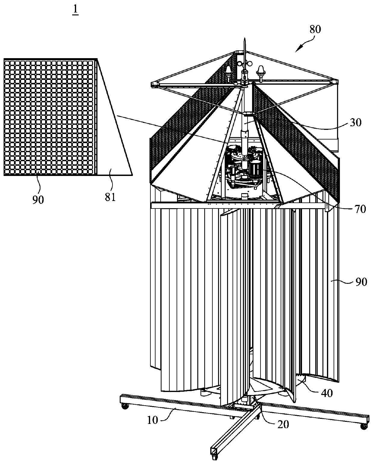 Wind power generation device combined with solar panels and the power generation device composed of it