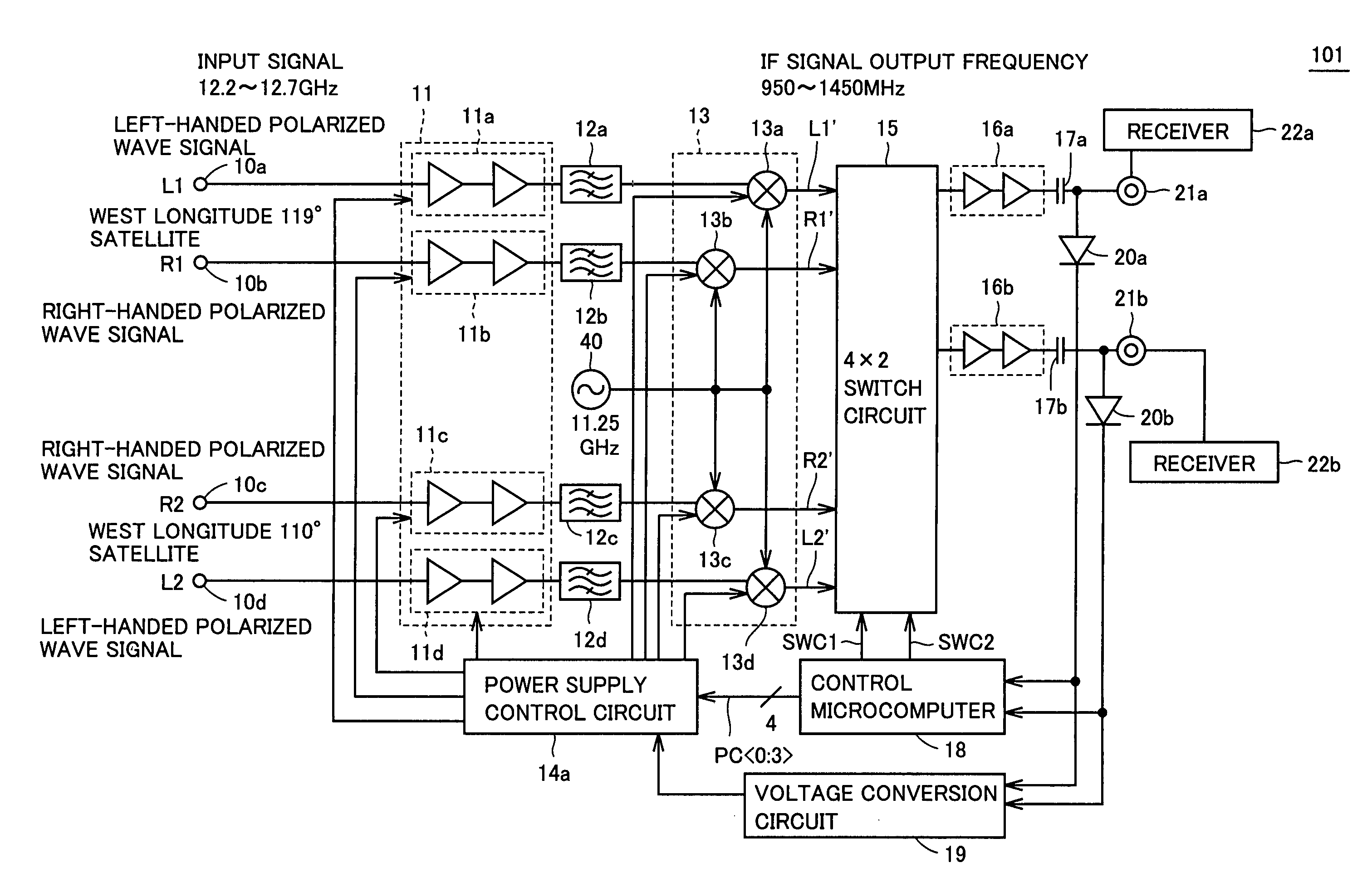 Satellite broadcast receiver apparatus intended to reduce power consumption