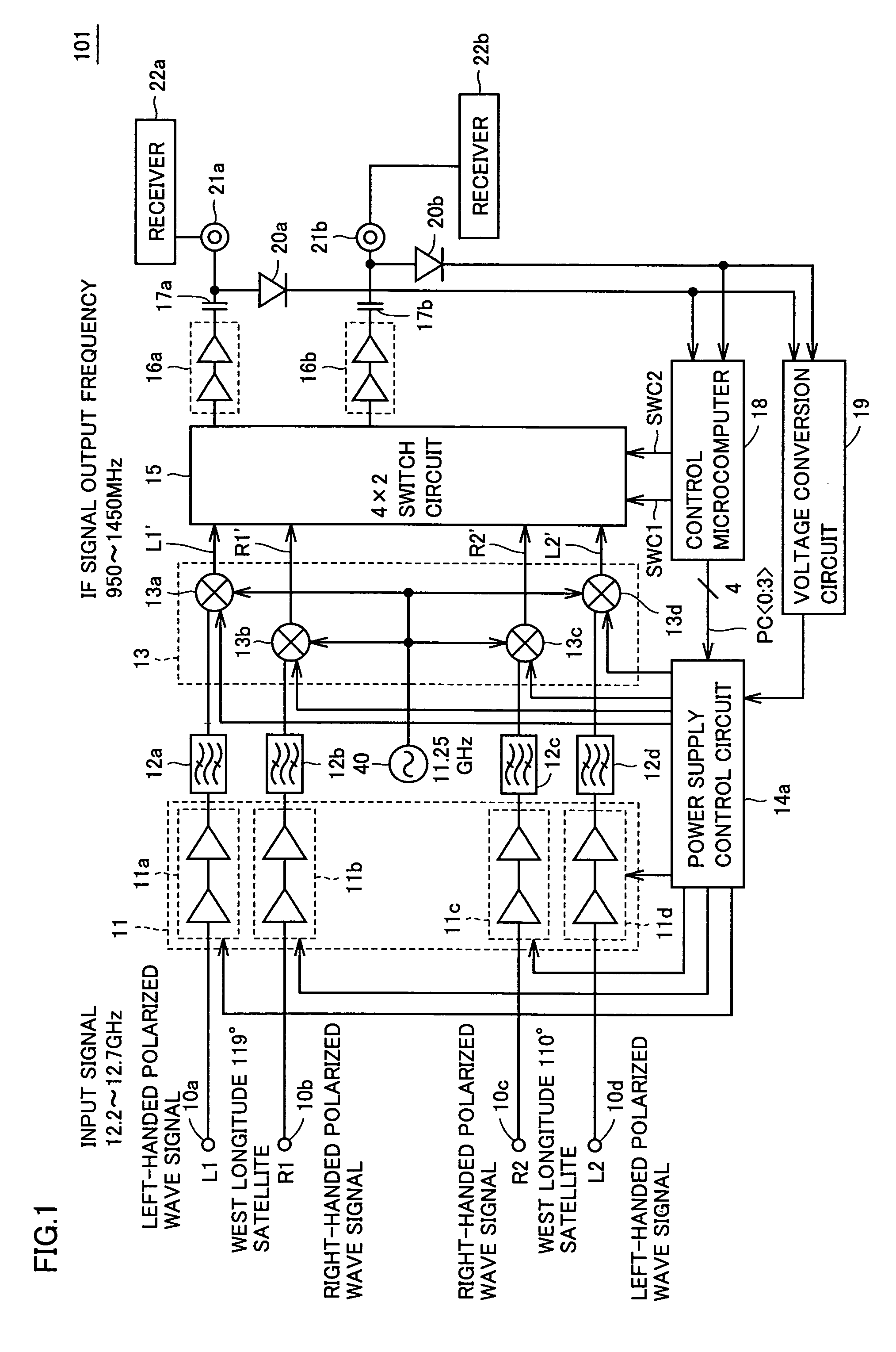 Satellite broadcast receiver apparatus intended to reduce power consumption