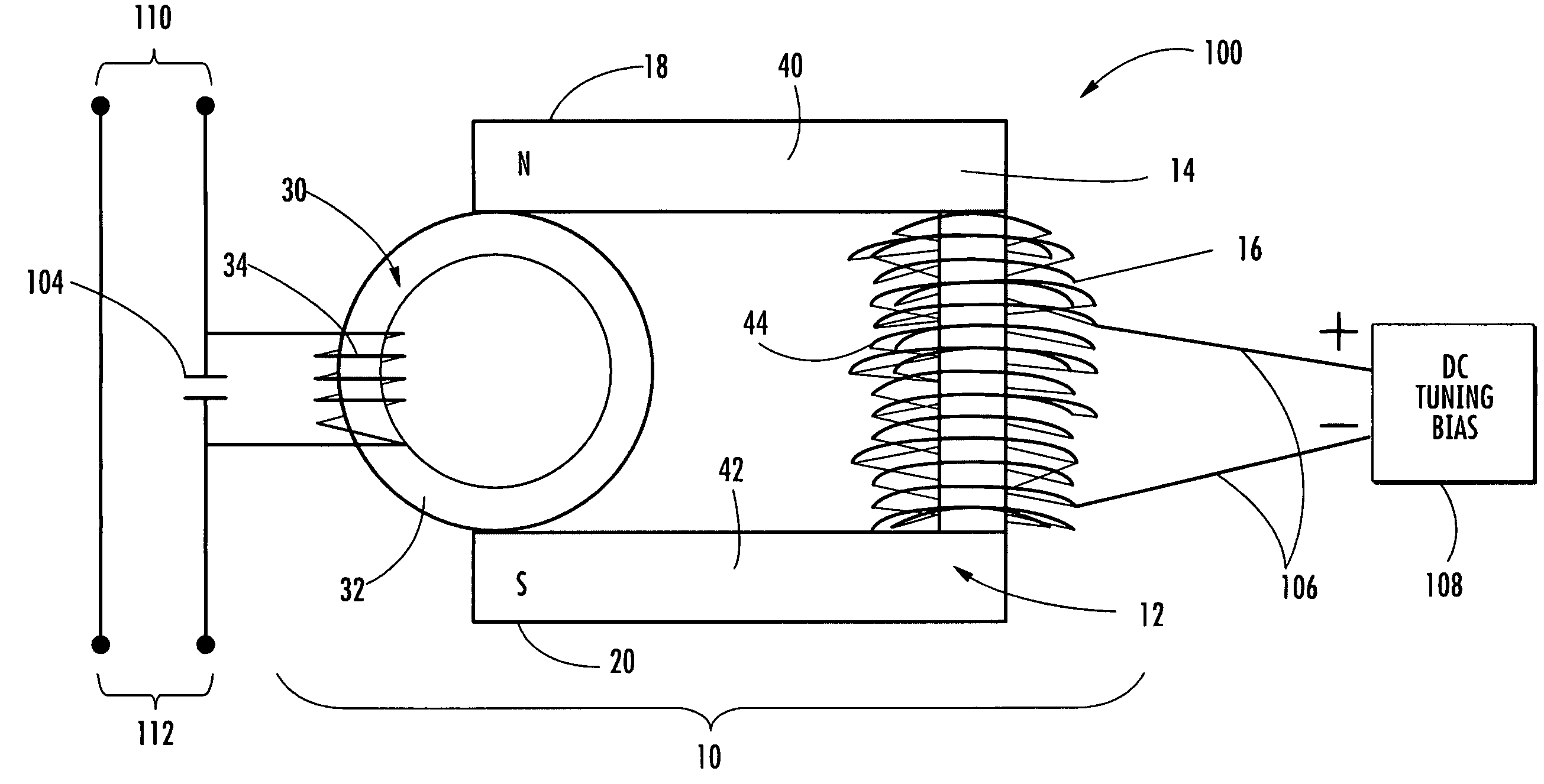 Electronically variable inductor, associated tunable filter and methods