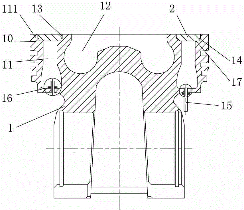 Laser welding forming internal cooling oil channel based steel piston and machining method thereof