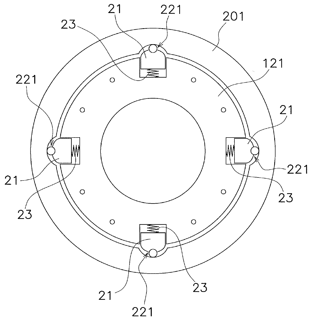 Torque fluctuation inhibiting device, torque converter and power transmission device