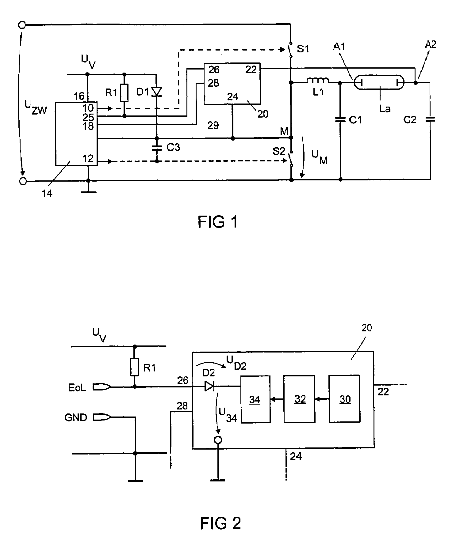 Electronic ballast for a lamp