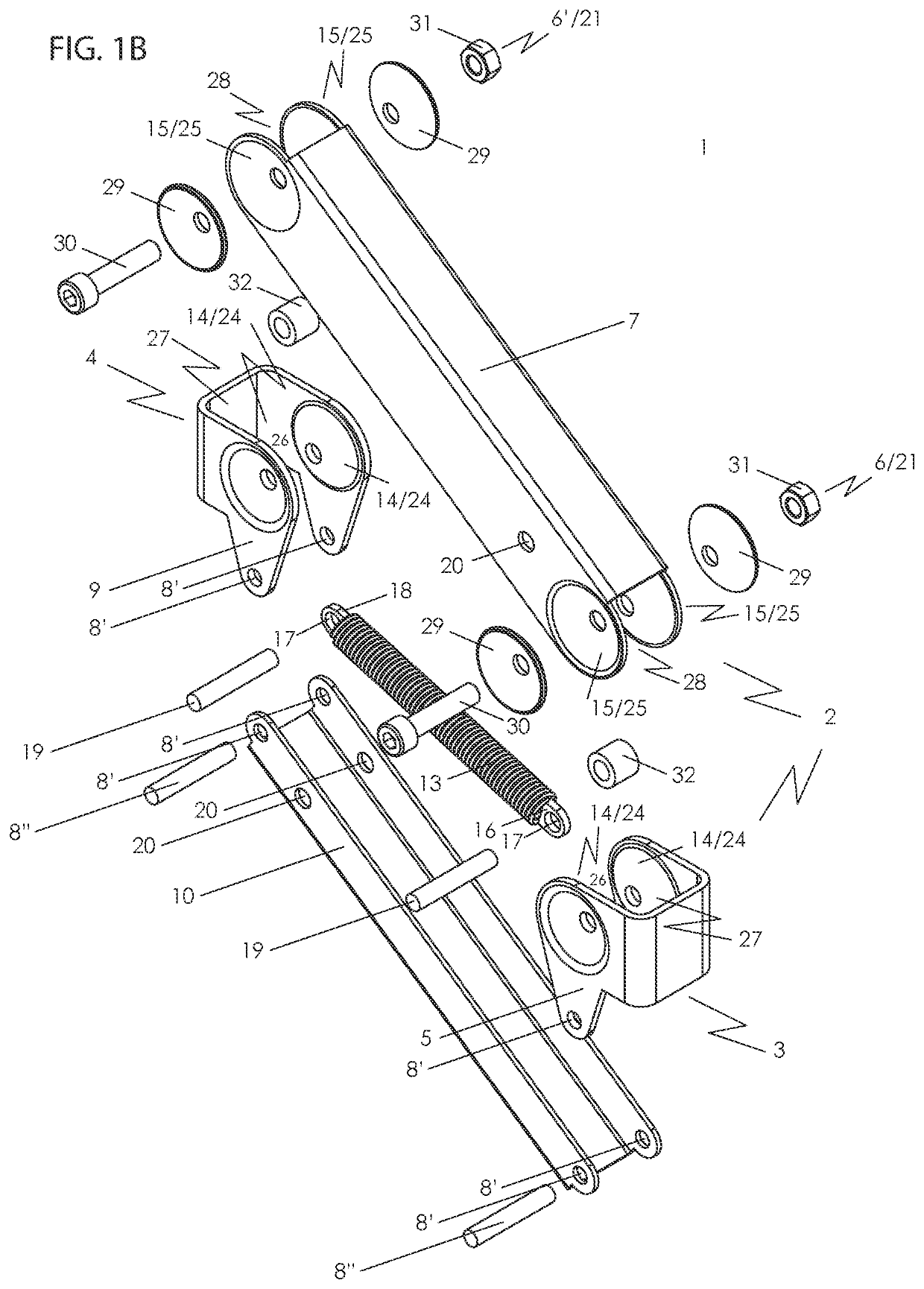 Balancing arm with friction hinge