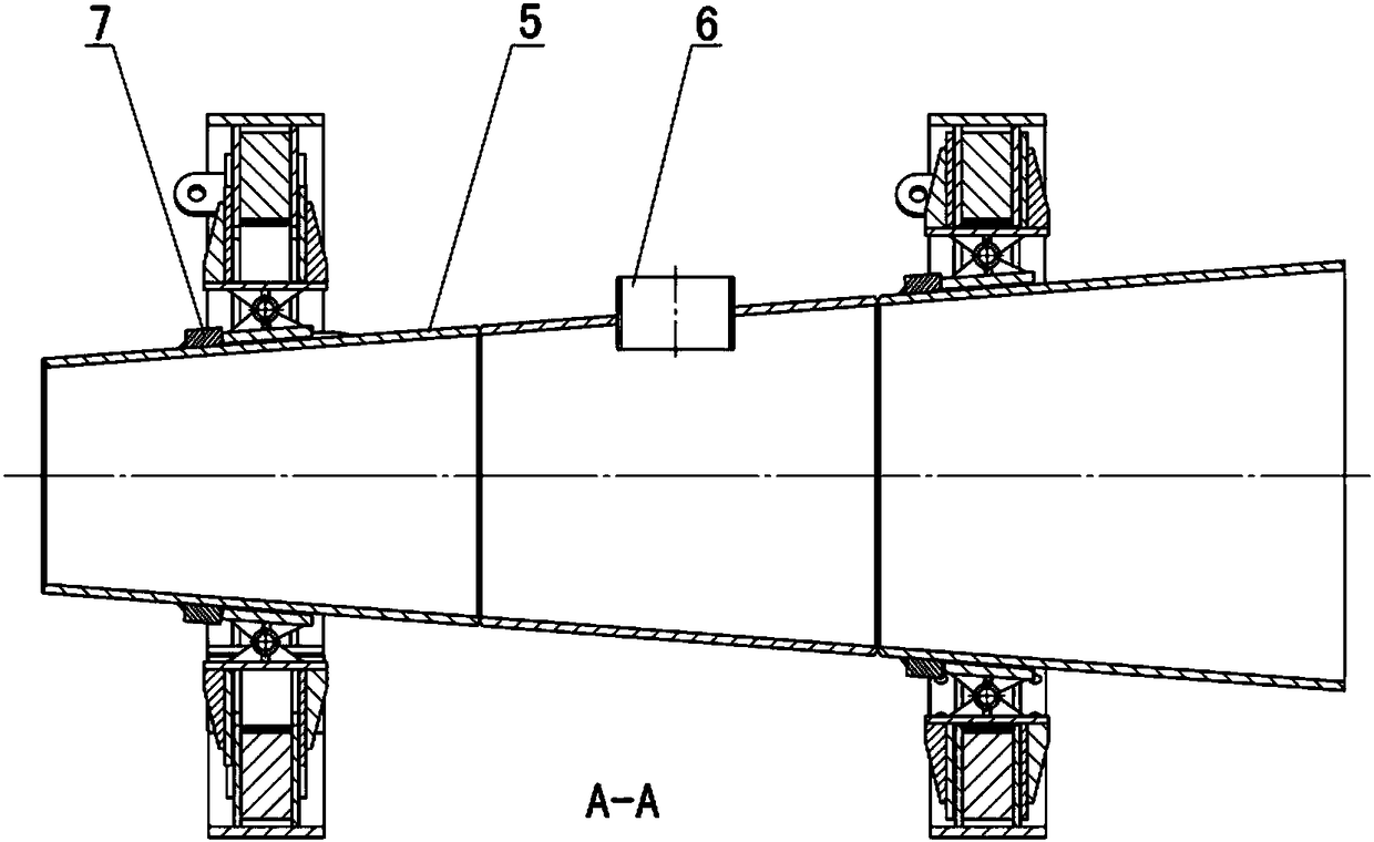 A horizontal rotary device for a conical cylinder