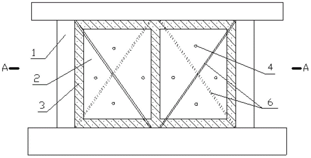 Shear wall with energy-consuming strips embedded between border and built-in steel plates and steel braces, and making method