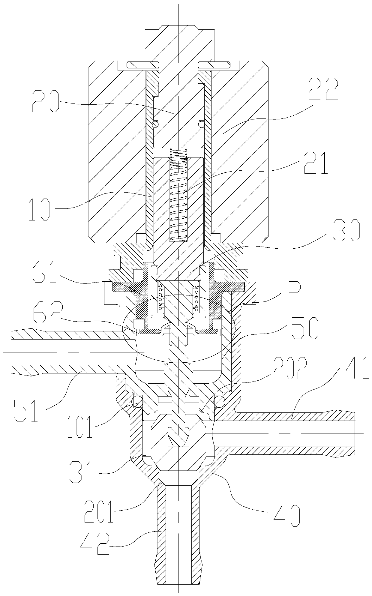 Two-position three-way solenoid valve