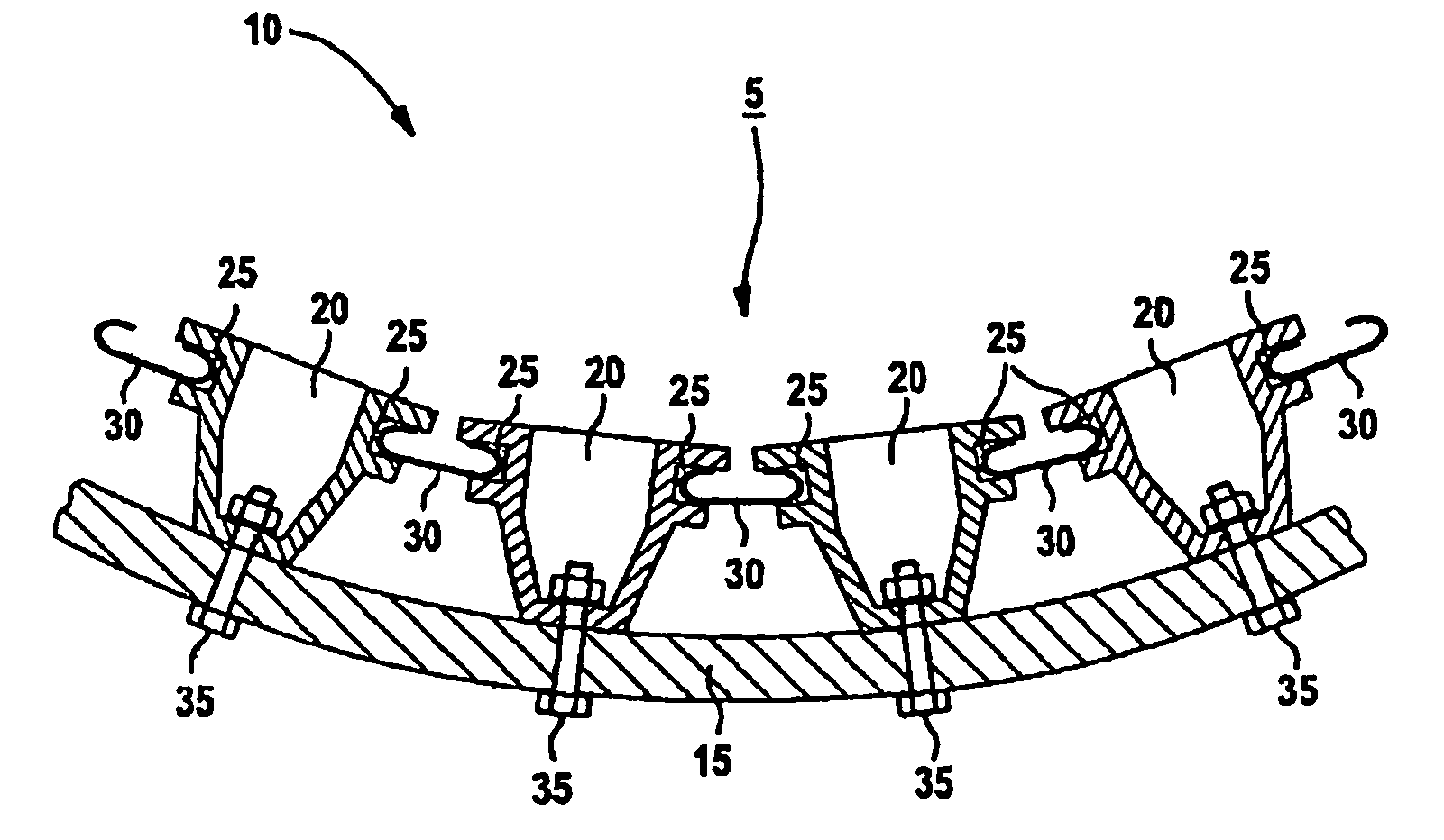 Heat shield arrangement for a hot-gas conducting component, in particular for structural pieces of gas turbines and method for production of said arrangement