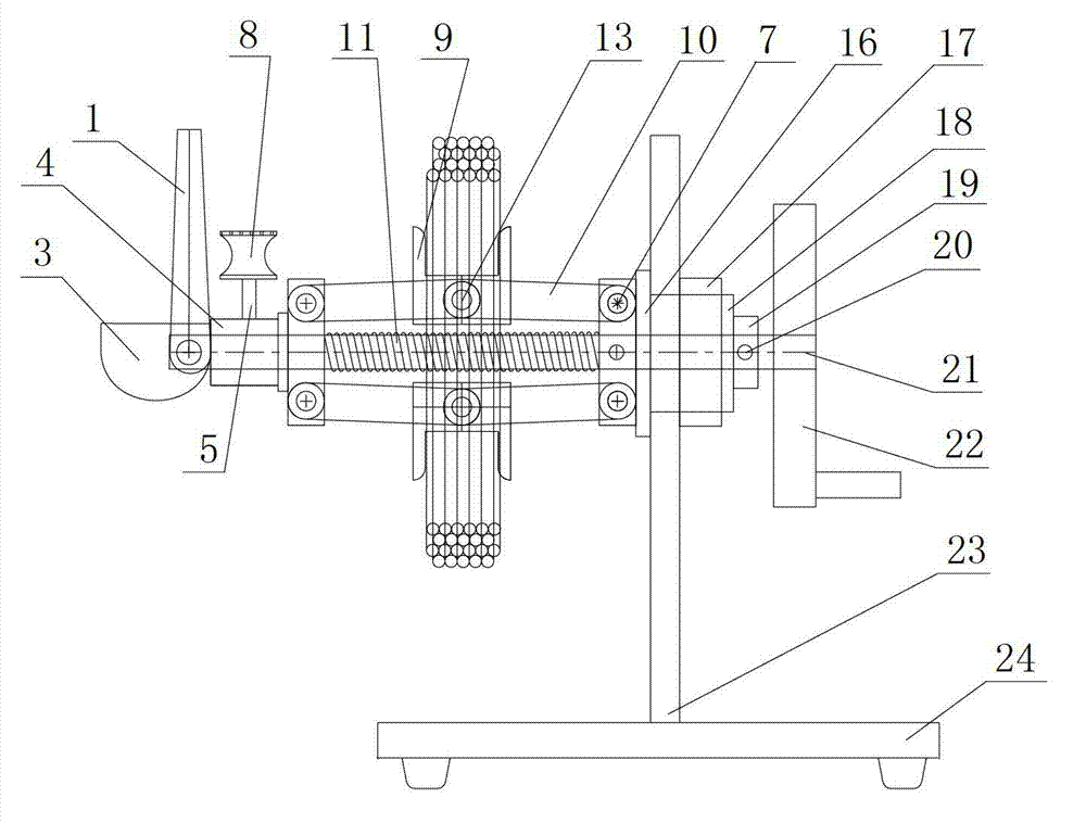 Manual winding device for cold stop pipe