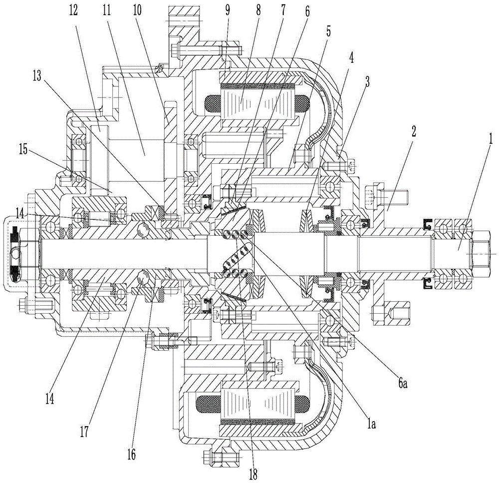 Automatic pendulous self-adaptive speed change driving assembly of external rotor motor of electric motorcycle