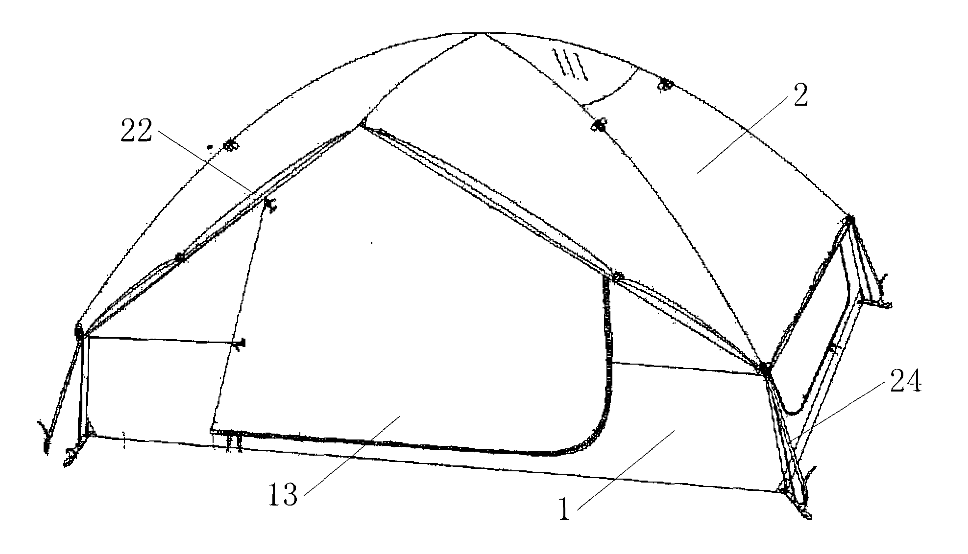 Tent with good air permeability
