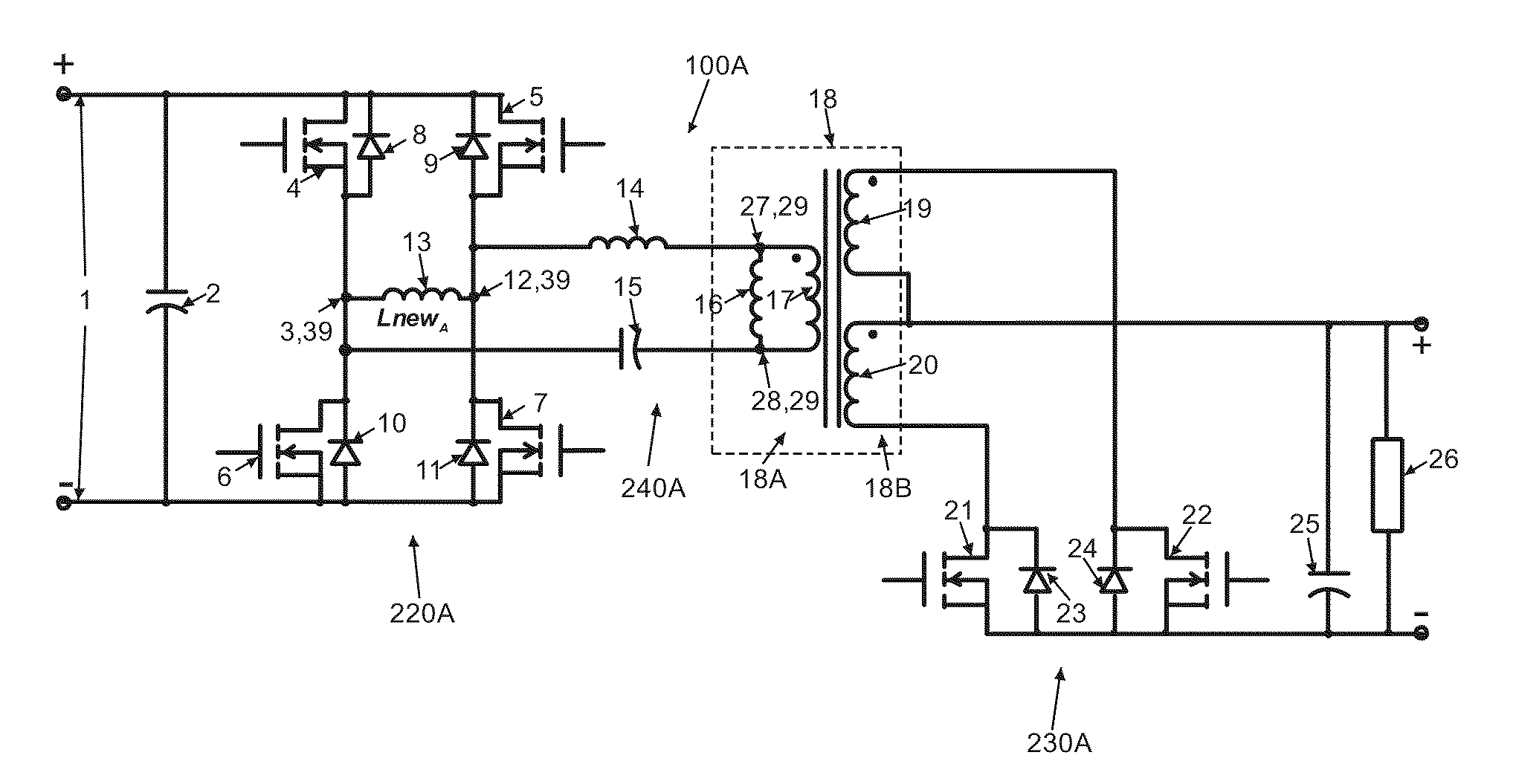 Bi-directional power converter with regulated output and soft switching