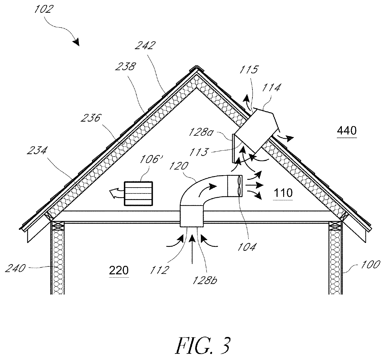 Air cooling system for sealed attic building structures