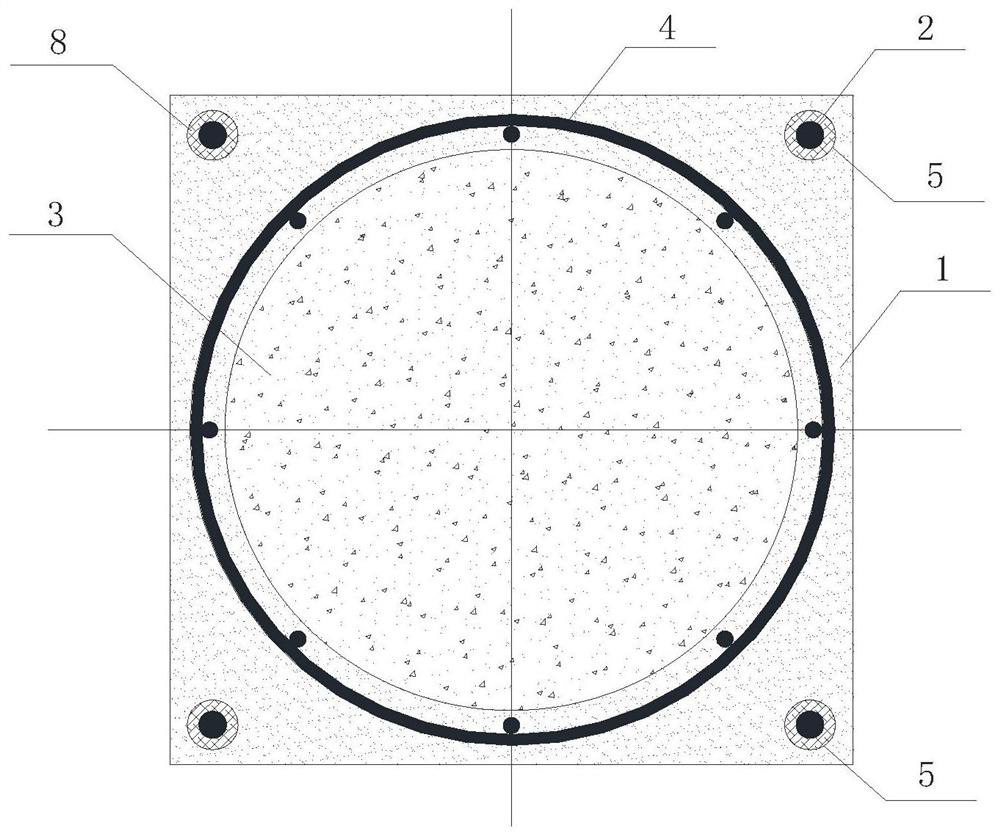 Square section type prestress ultra-high performance concrete pipe combined column