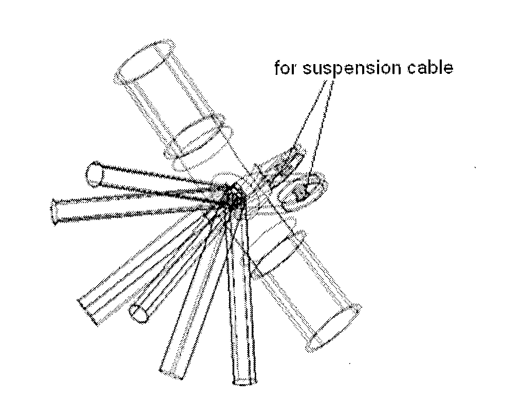 Asymmetric cable-membrane tensegrity structure of opening type, method of constructing the same and method of designing the same