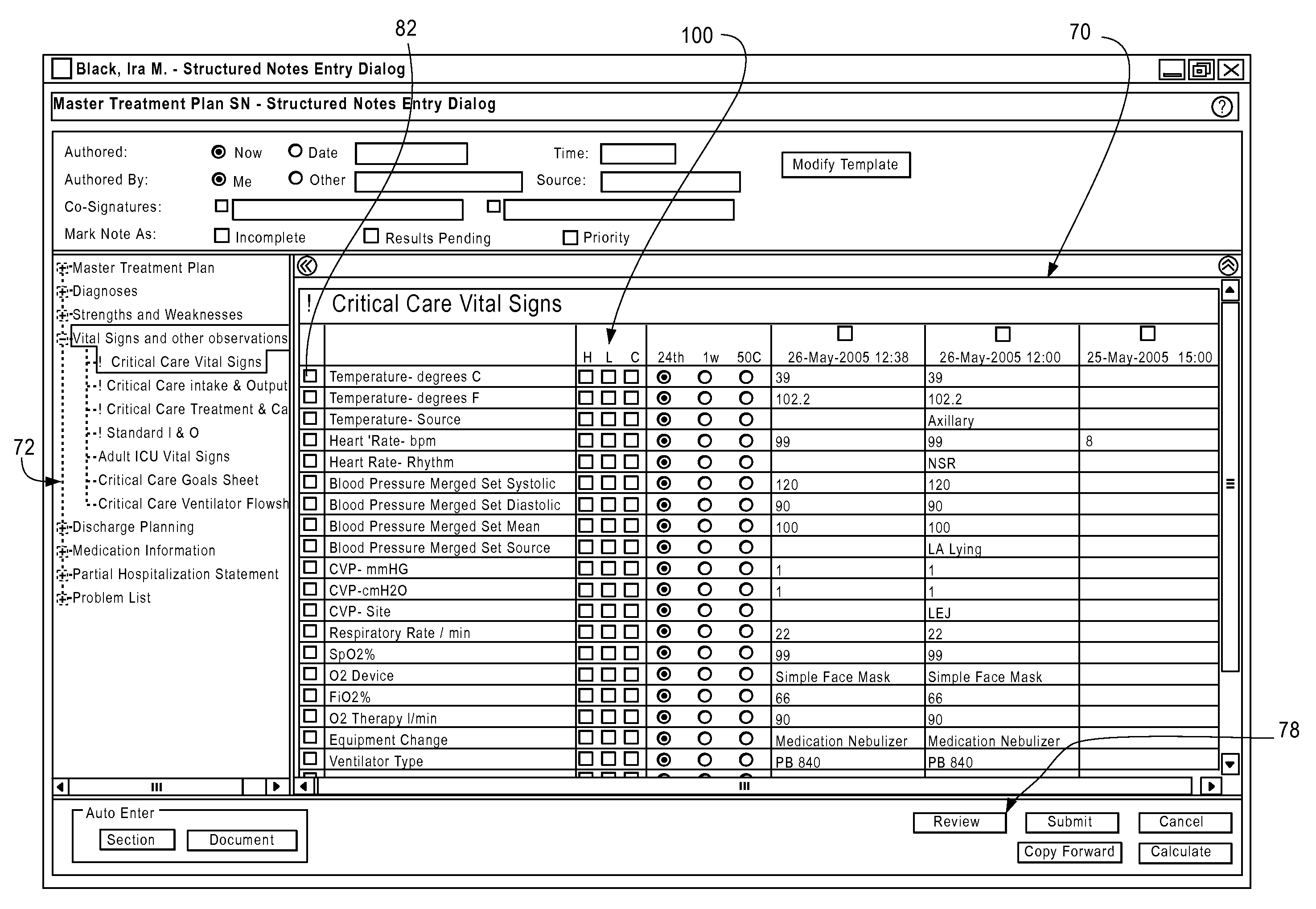 Electronic patient record documentation with push and pull of data to and from database