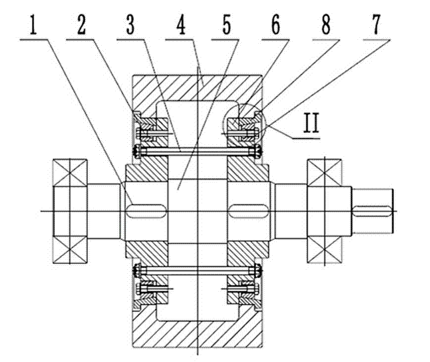 Roller ring axial aligning positioning adjusting mechanism of double-roller crusher