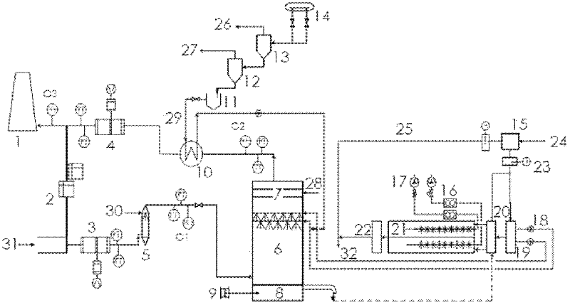 Seawater flue gas desulphurization (FGD) system applying boiler blowdown water