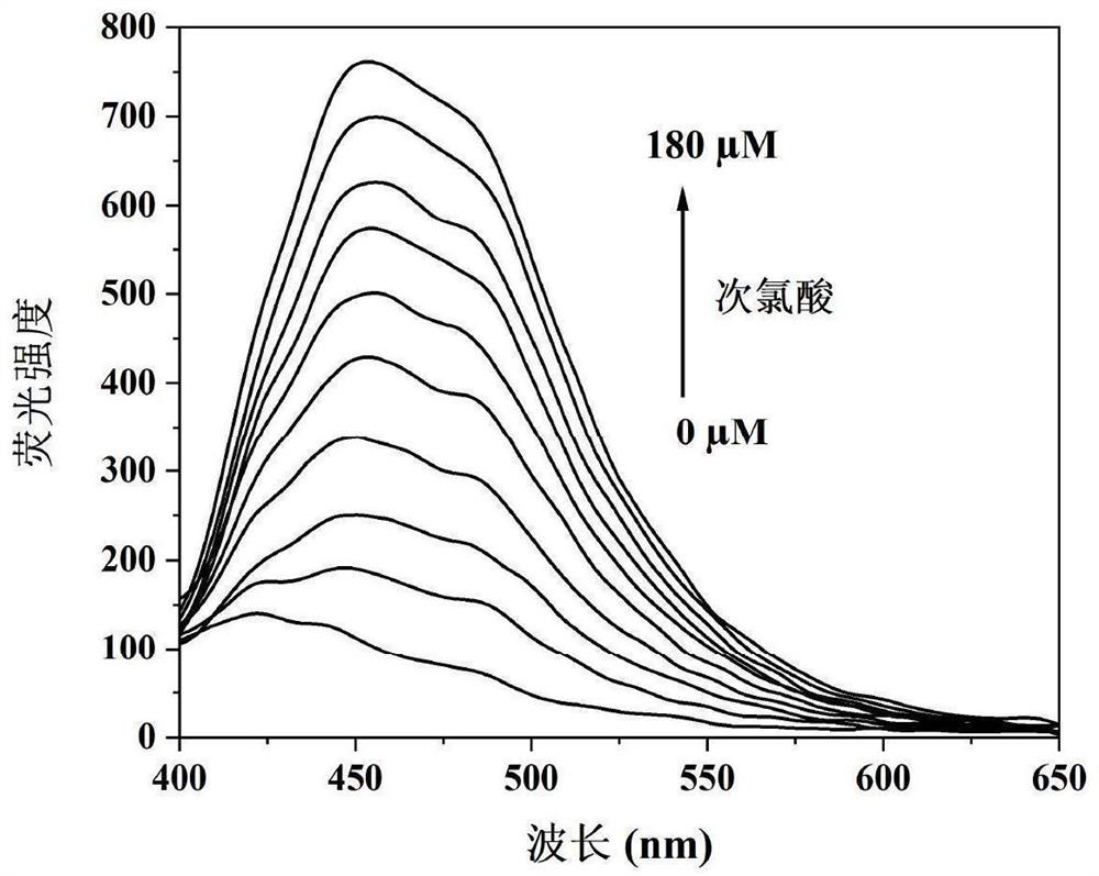 Camphor-based ketoxime fluorescent probe for detecting hypochlorous acid as well as preparation method and application of camphor-based ketoxime fluorescent probe