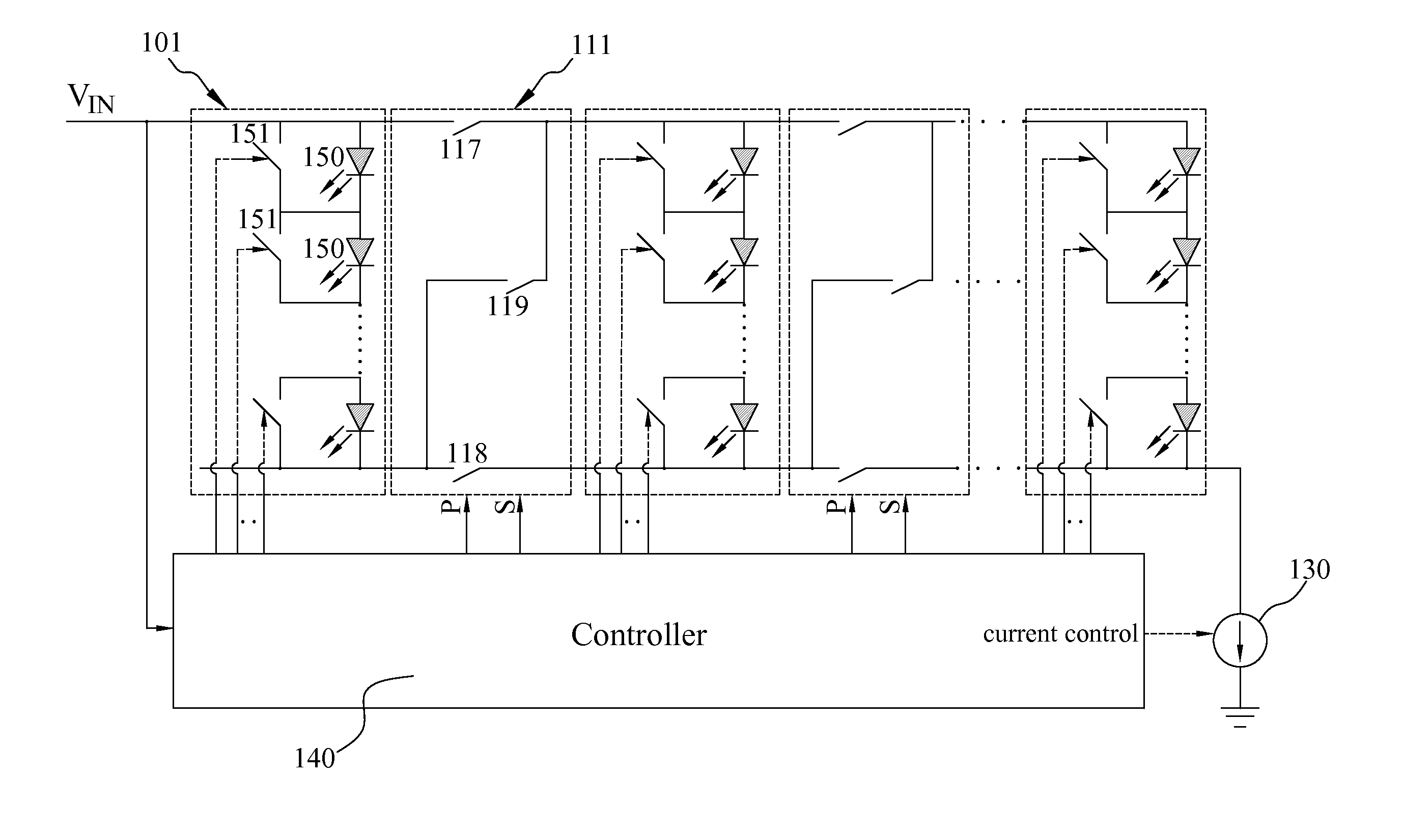 Apparatus having universal structure for driving a plurality of LED strings