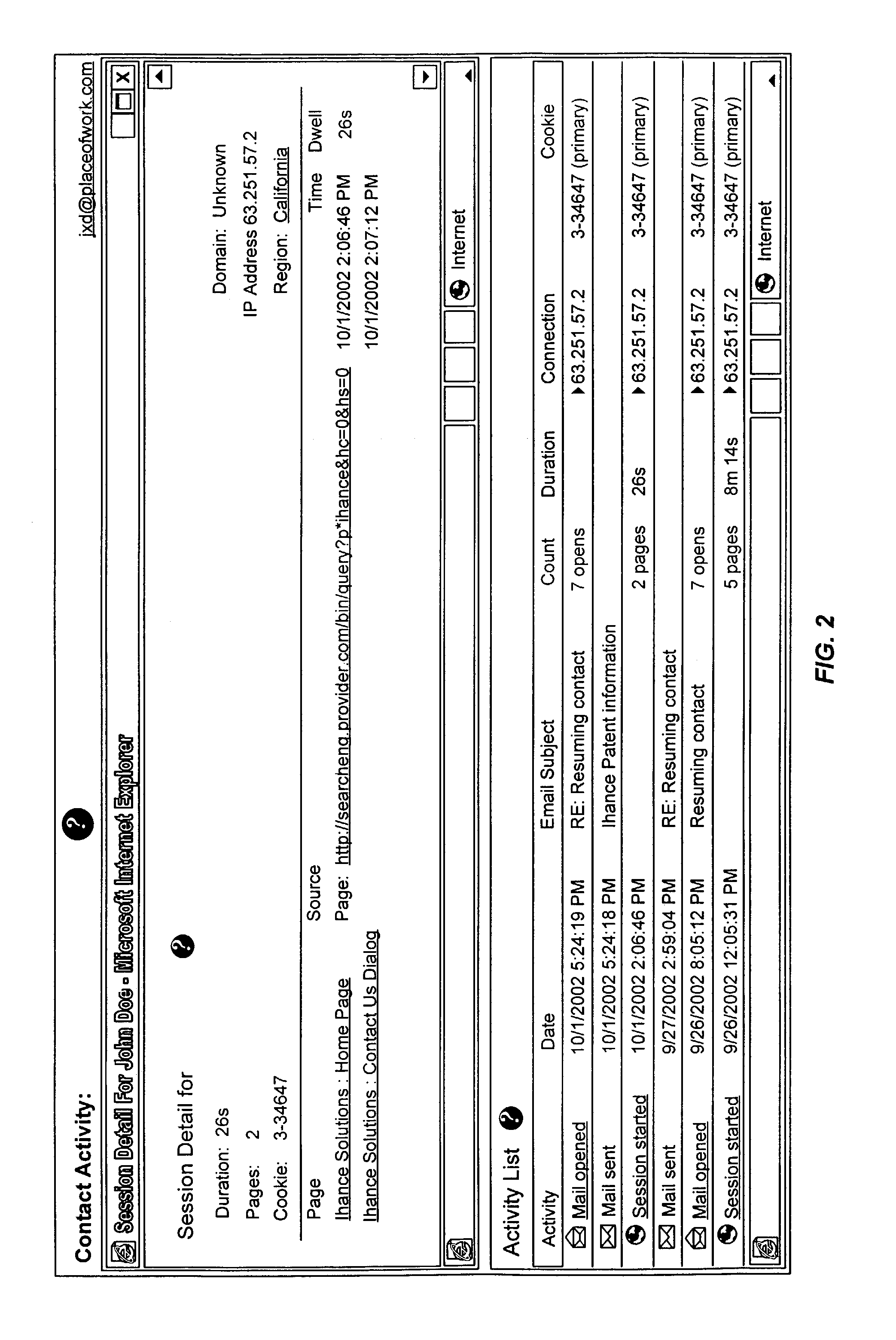 Method and system for monitoring e-mail and website behavior of an e-mail recipient