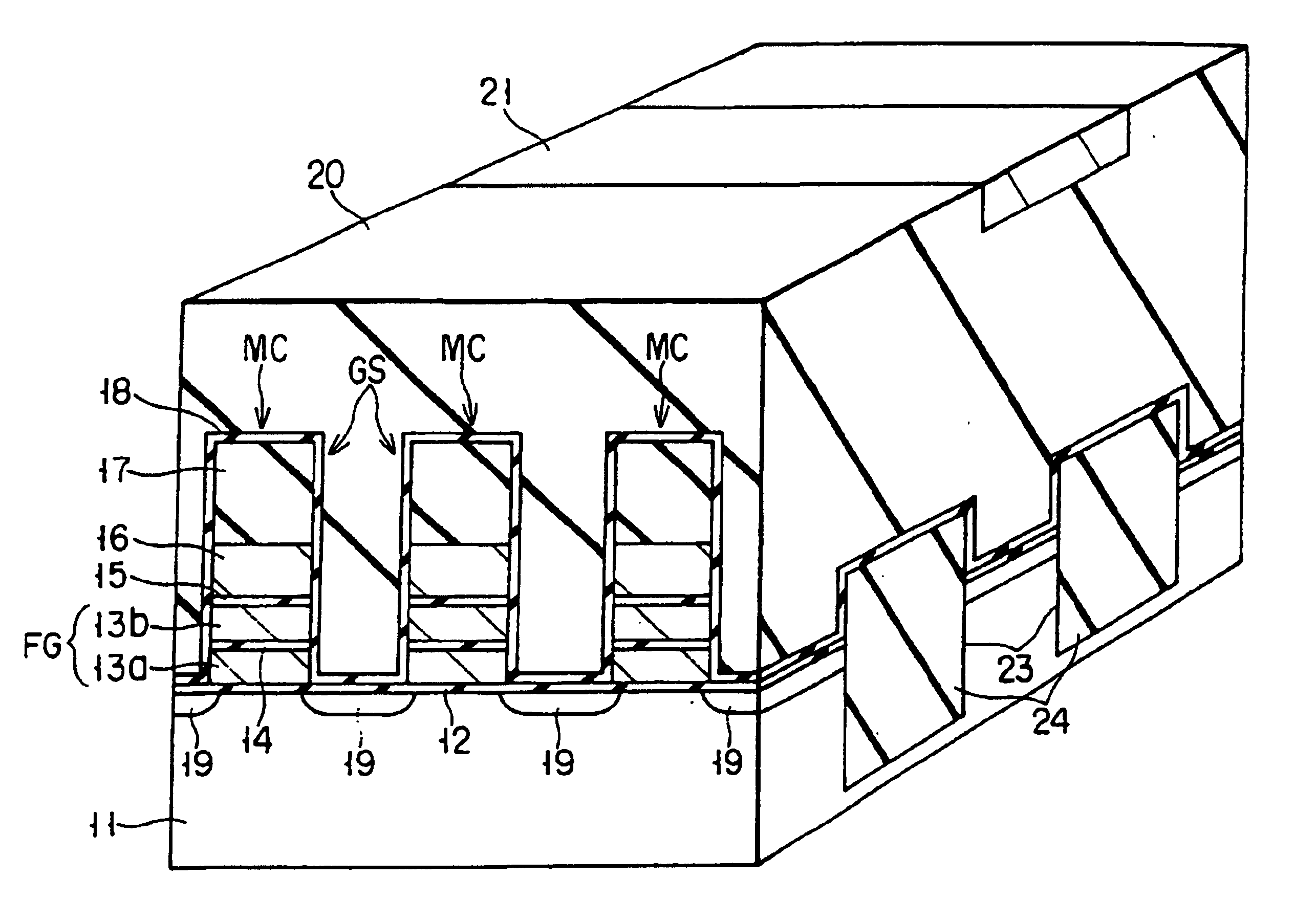 Nonvolatile semiconductor memory device having a two-layer gate structure and method for manufacturing the same