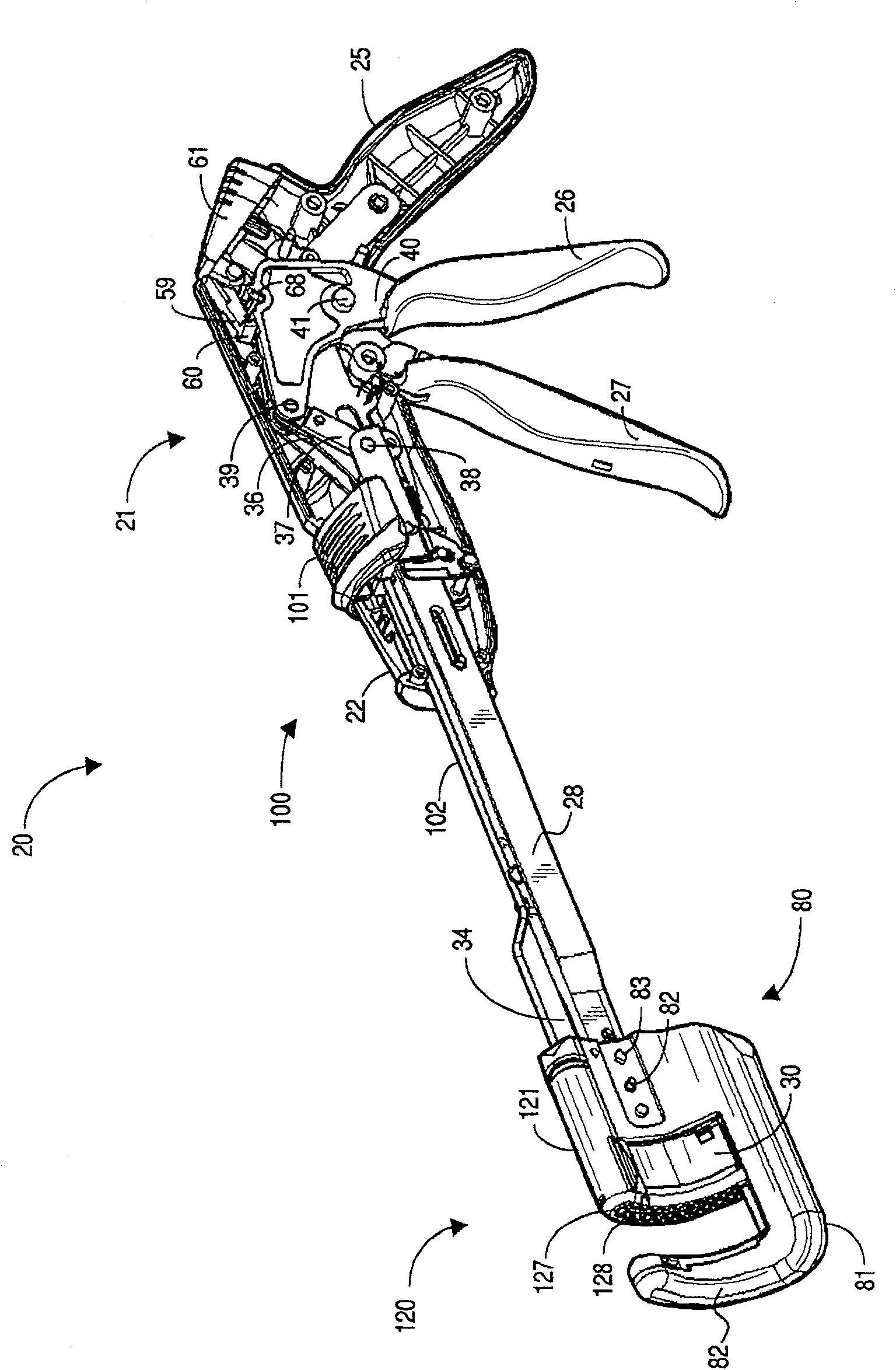 Curved cutter stapler with aligned tissue retention feature