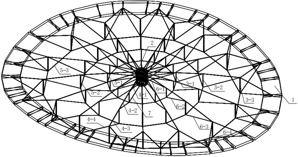 Combined-type cable dome structure for elliptic plane with unequal-height boundary