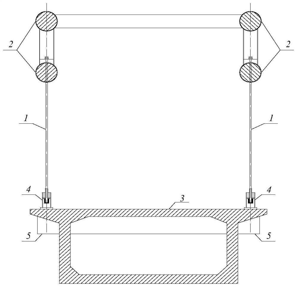 Suspender anchoring structure of embedded continuous beam-arch combined bridge