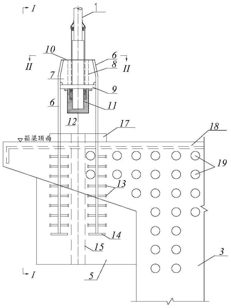 Suspender anchoring structure of embedded continuous beam-arch combined bridge