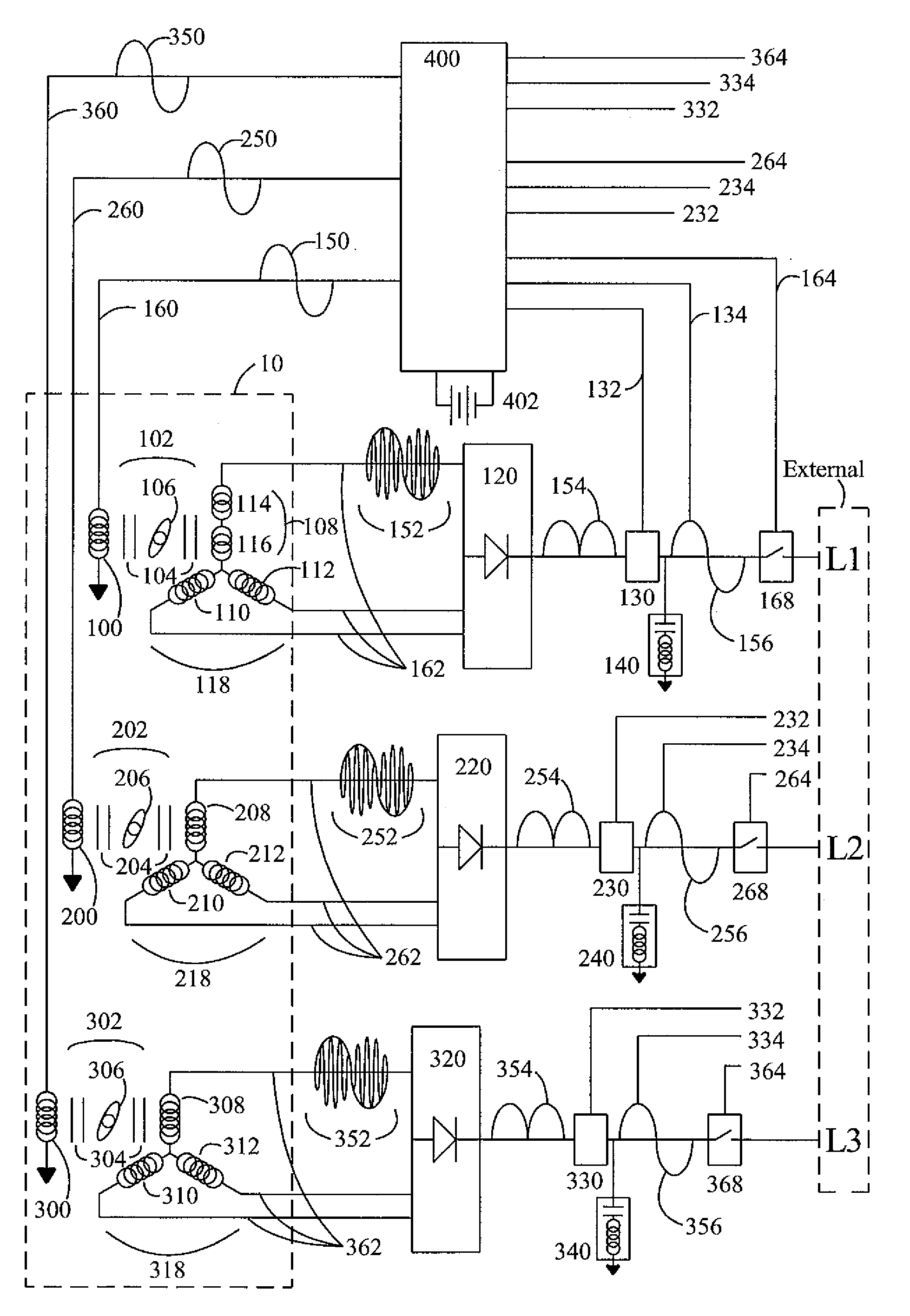 Brushless high-frequency alternator and excitation method for dc, single-phase and multi-phase ac power-frequency generation