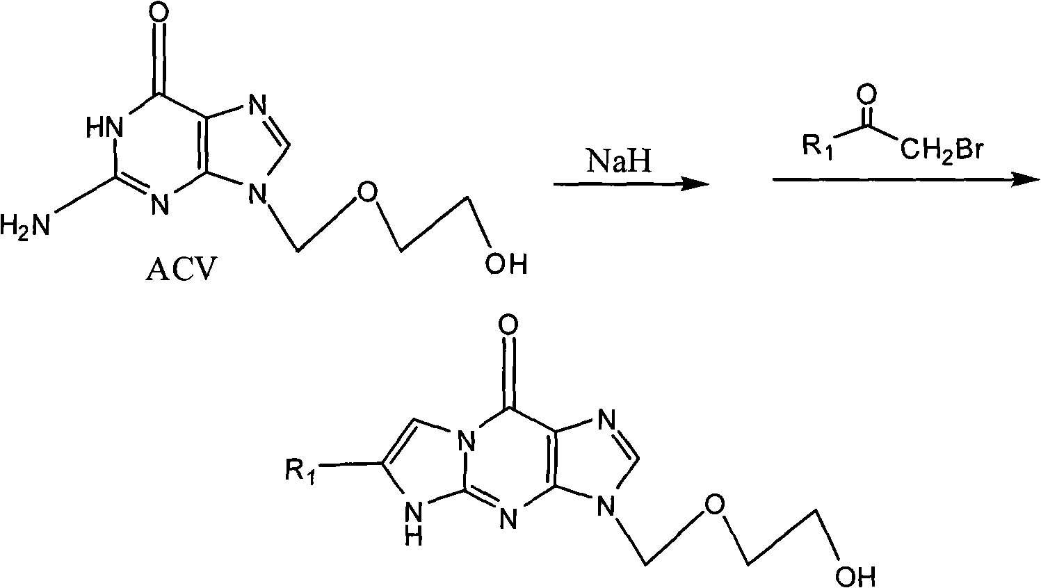 Valine protected imidazo-[1,2-a] purine three-loop base opened-loop nucleoside compounds, preparation method and application thereof