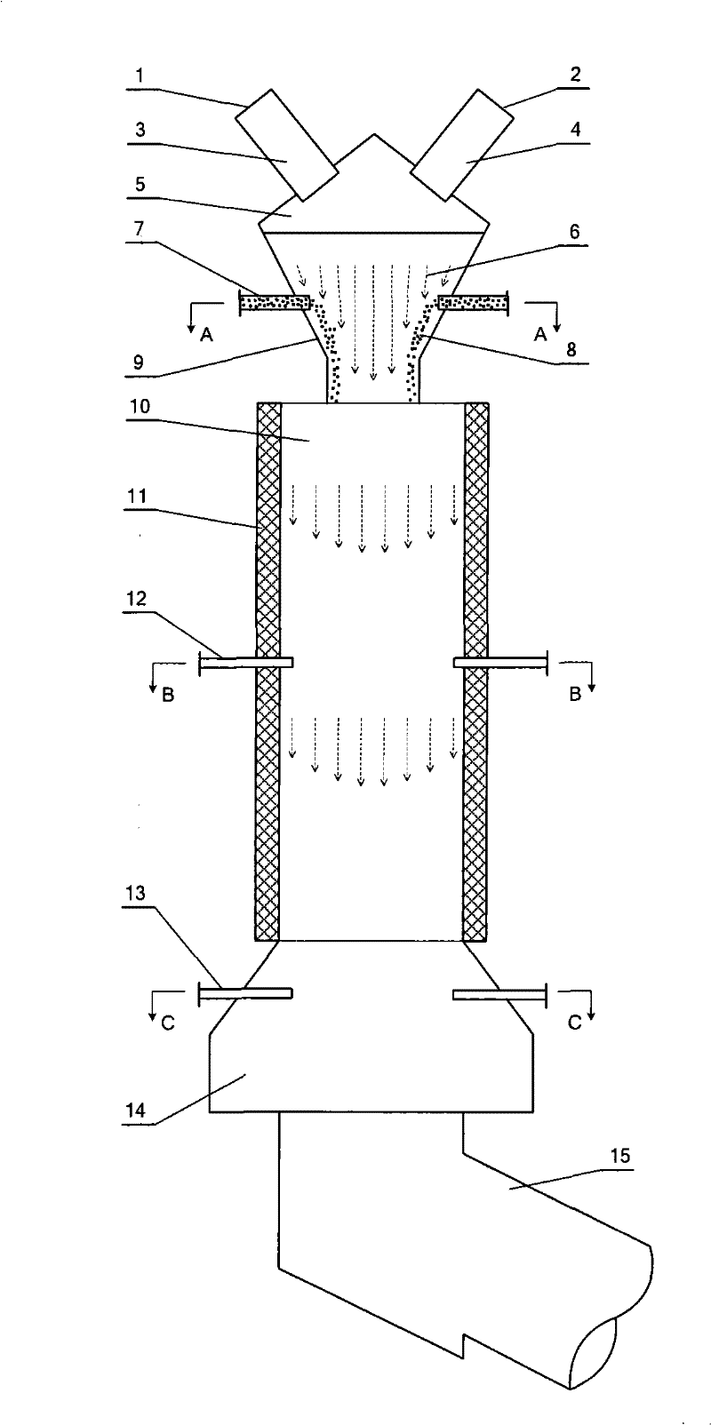 Plasma coal cracking reaction apparatus relating to flow screening component