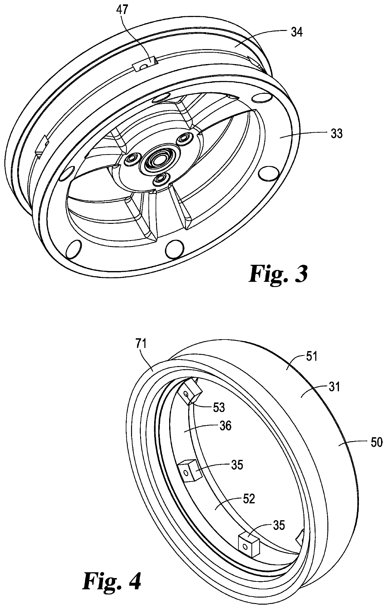Two piece rim and tire connected assembly